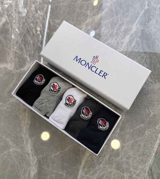 Moncler Visible Branded Cuff Or Emblem Details No-Show Socks - 5-Pair Set