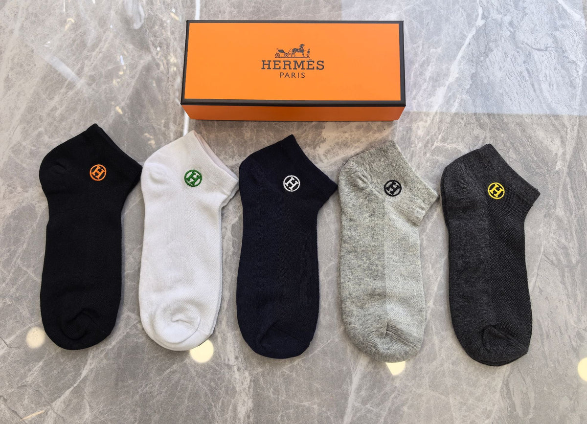 Hermes Small Colourful Emblem Details Ankle Socks