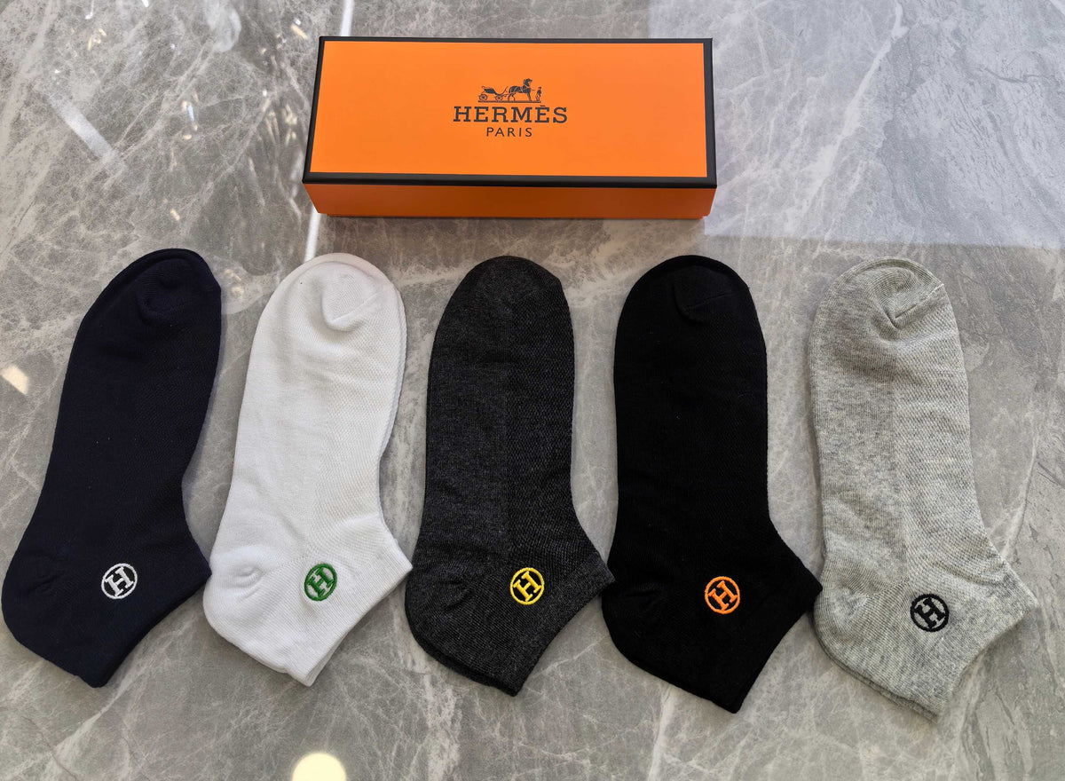 Hermes Small Colourful Emblem Details Ankle Socks