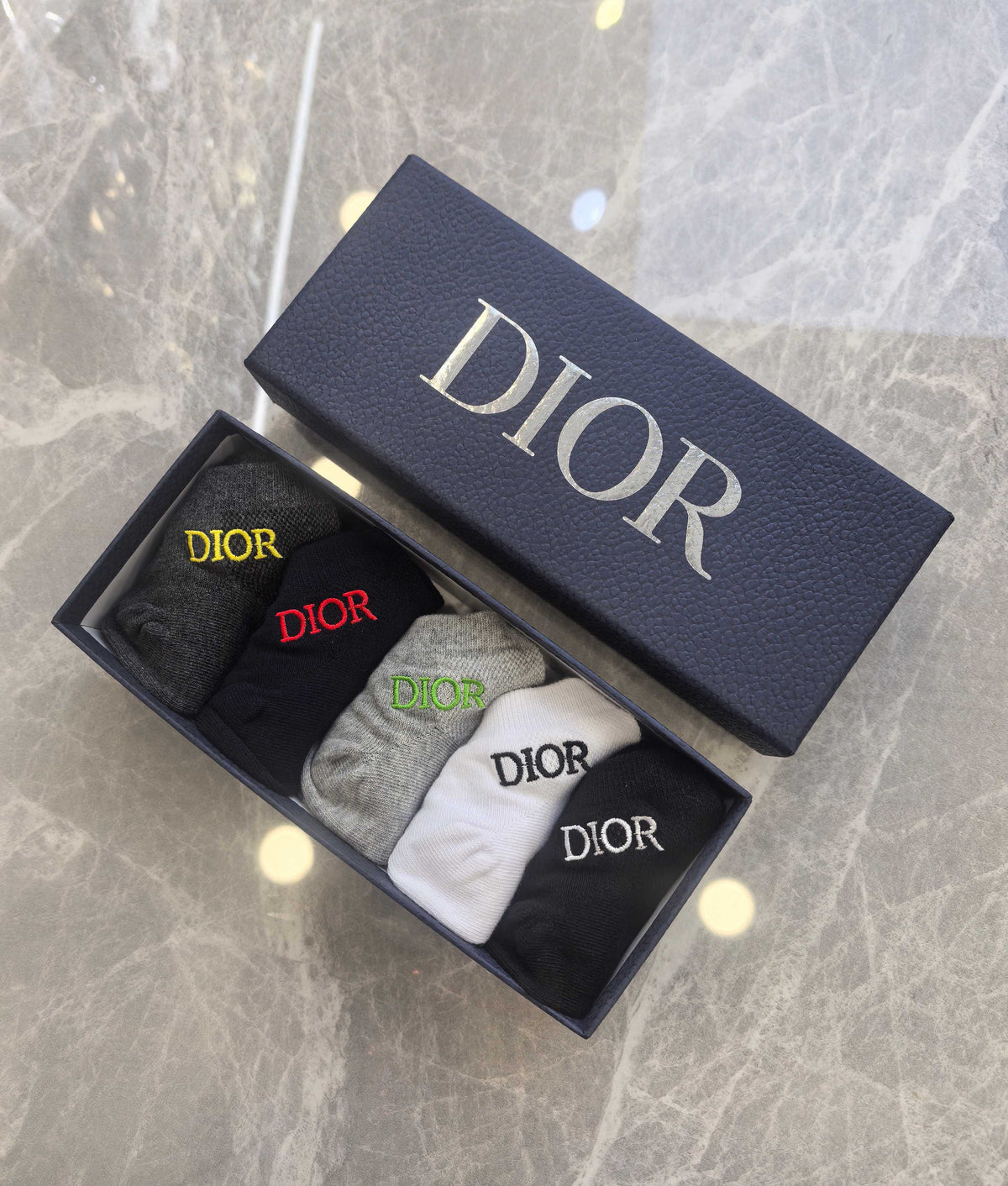 Dior Visible Branded Cuff Or Emblem Details No-Show Socks - 5-Pair Set