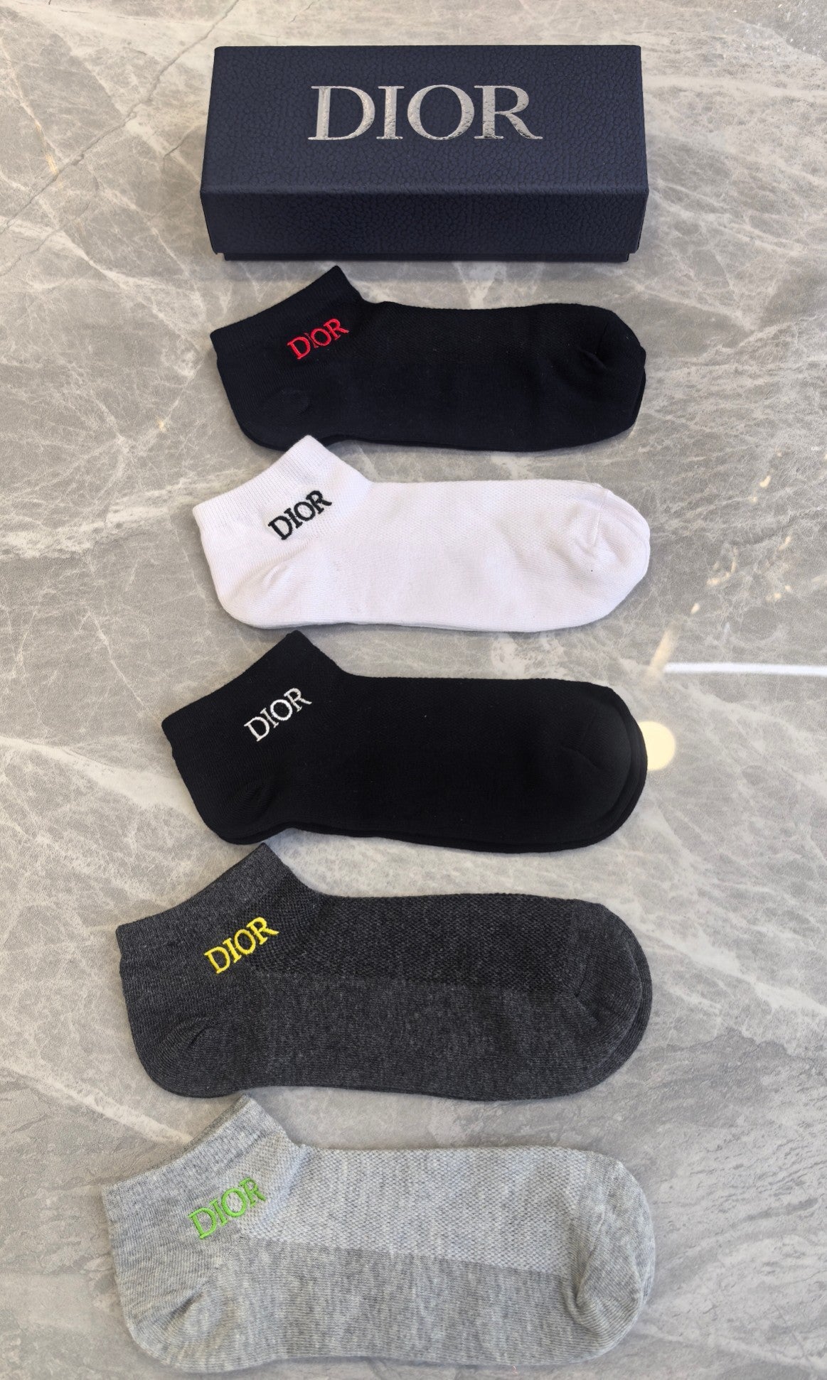 Dior Visible Branded Cuff Or Emblem Details No-Show Socks - 5-Pair Set