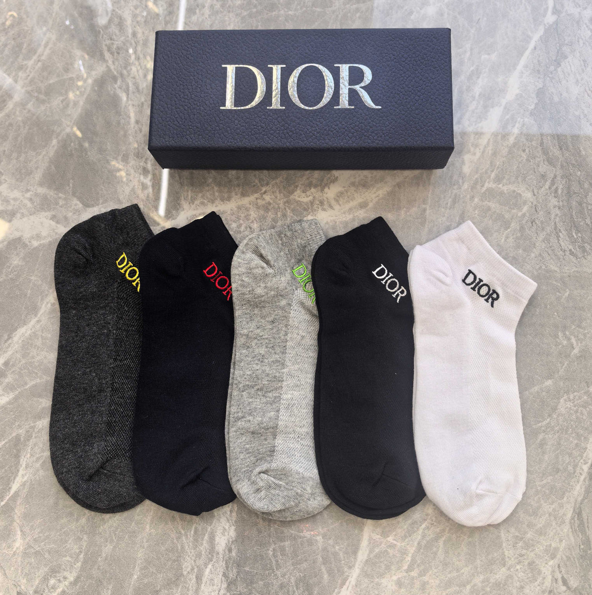 Dior Visible Branded Cuff Or Emblem Details No-Show Socks - 5-Pair Set
