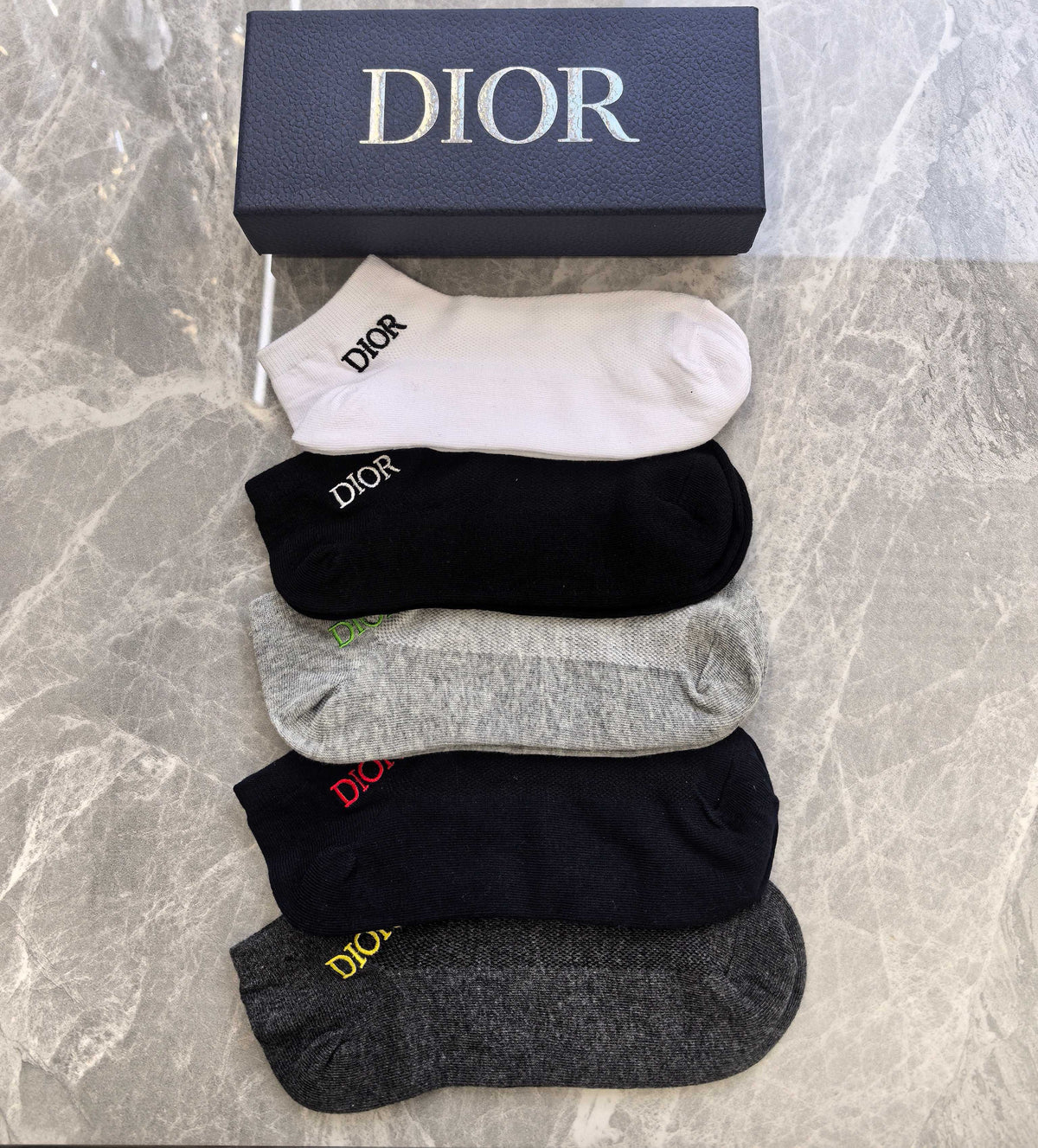 Dior Visible Branded Cuff Or Emblem Details No-Show Socks - 5-Pair Set