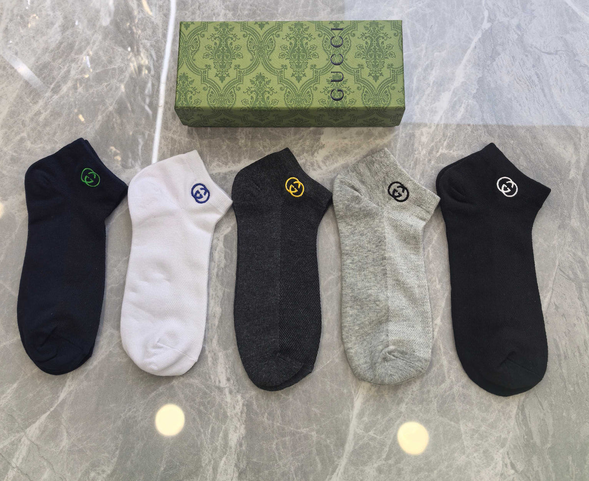 Gucci Small Colourful Emblem Details Ankle Socks - 5-Pair Set