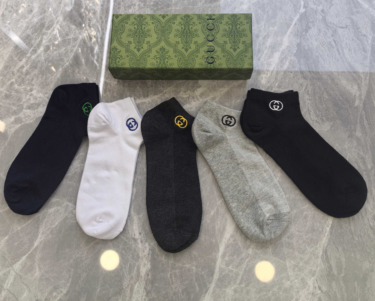 Gucci Small Colourful Emblem Details Ankle Socks - 5-Pair Set