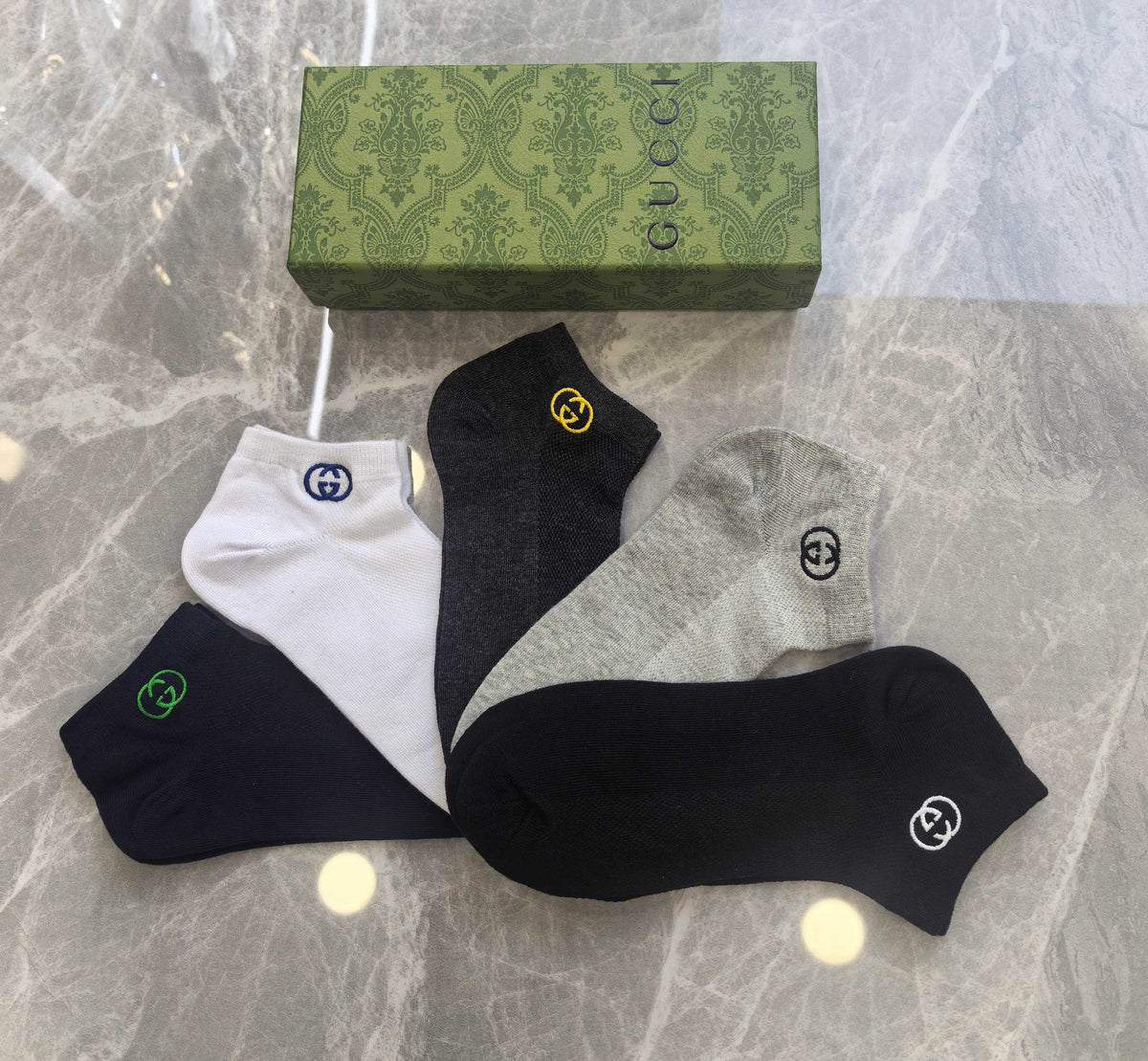 Gucci Small Colourful Emblem Details Ankle Socks - 5-Pair Set