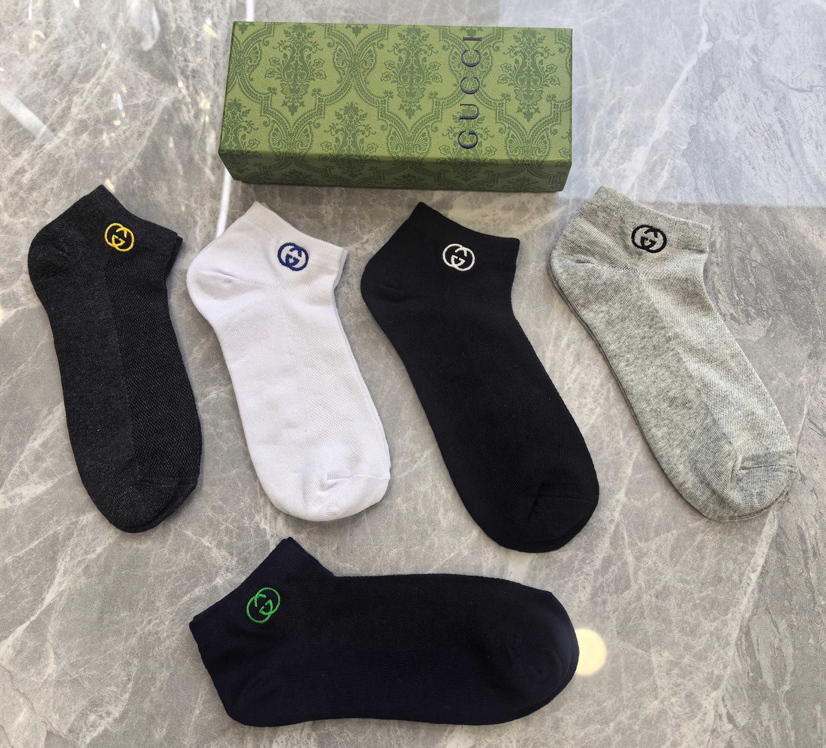 Gucci Small Colourful Emblem Details Ankle Socks - 5-Pair Set