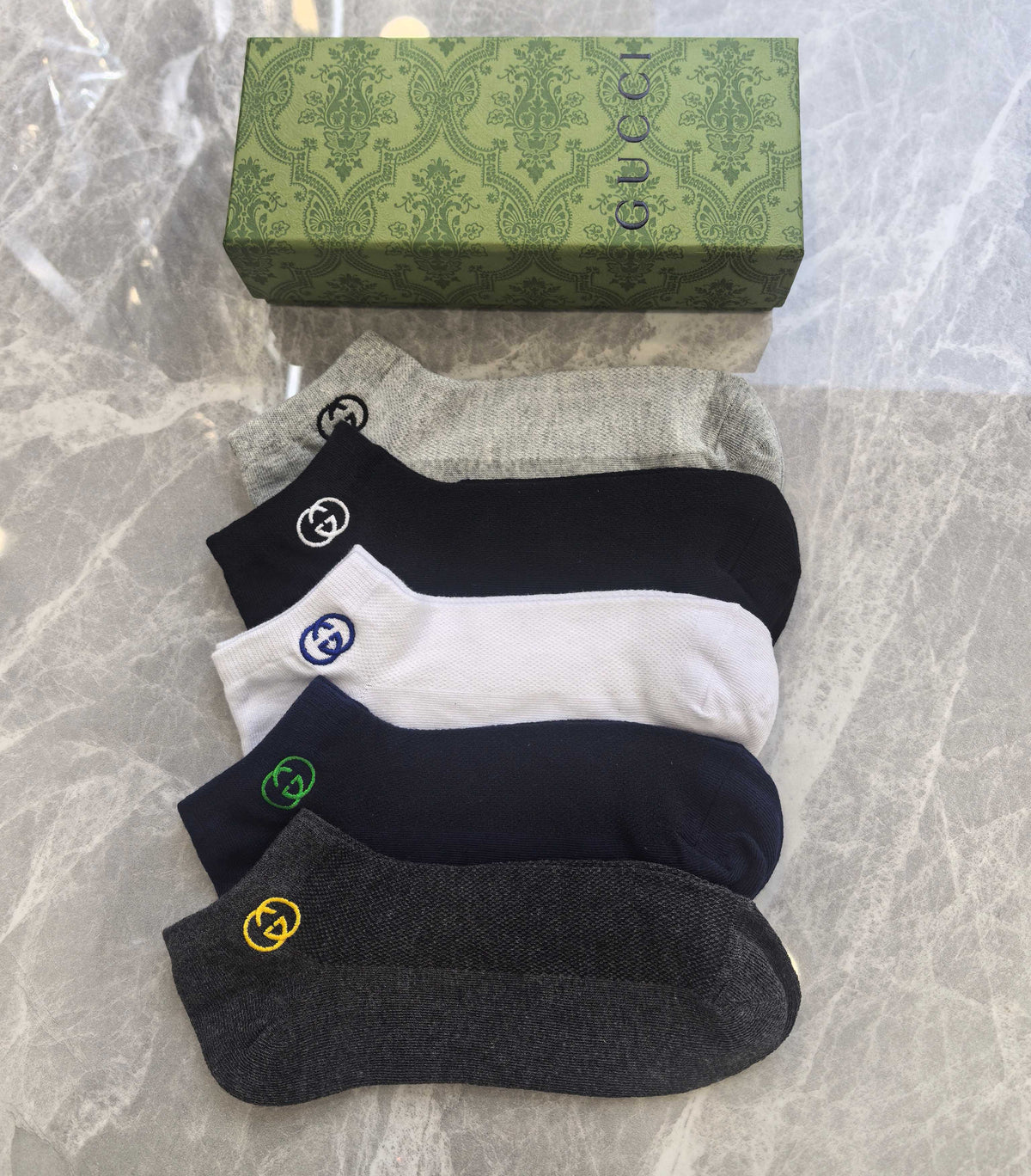 Gucci Small Colourful Emblem Details Ankle Socks - 5-Pair Set