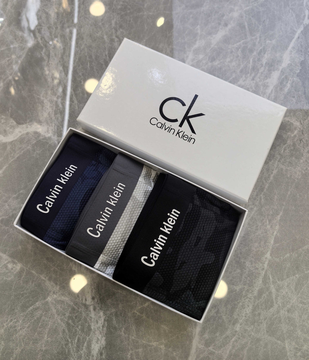 Calvin Klein Black Camo Boxer Briefs 3-Piece Box Collection
