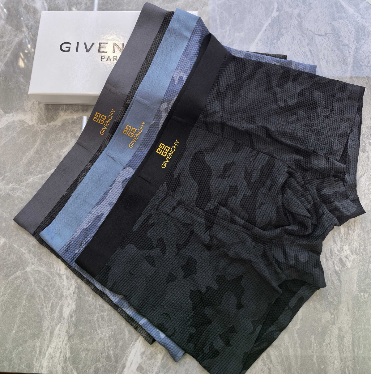 Givenchy Grey Camo Boxer Briefs 3-Piece Box Collection Essentials