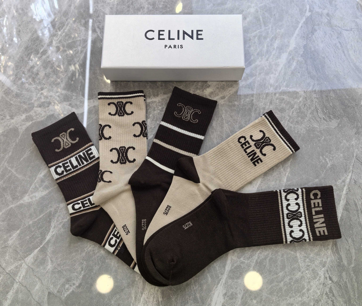 Celine Cotton Short Socks - 5-Pair Pack
