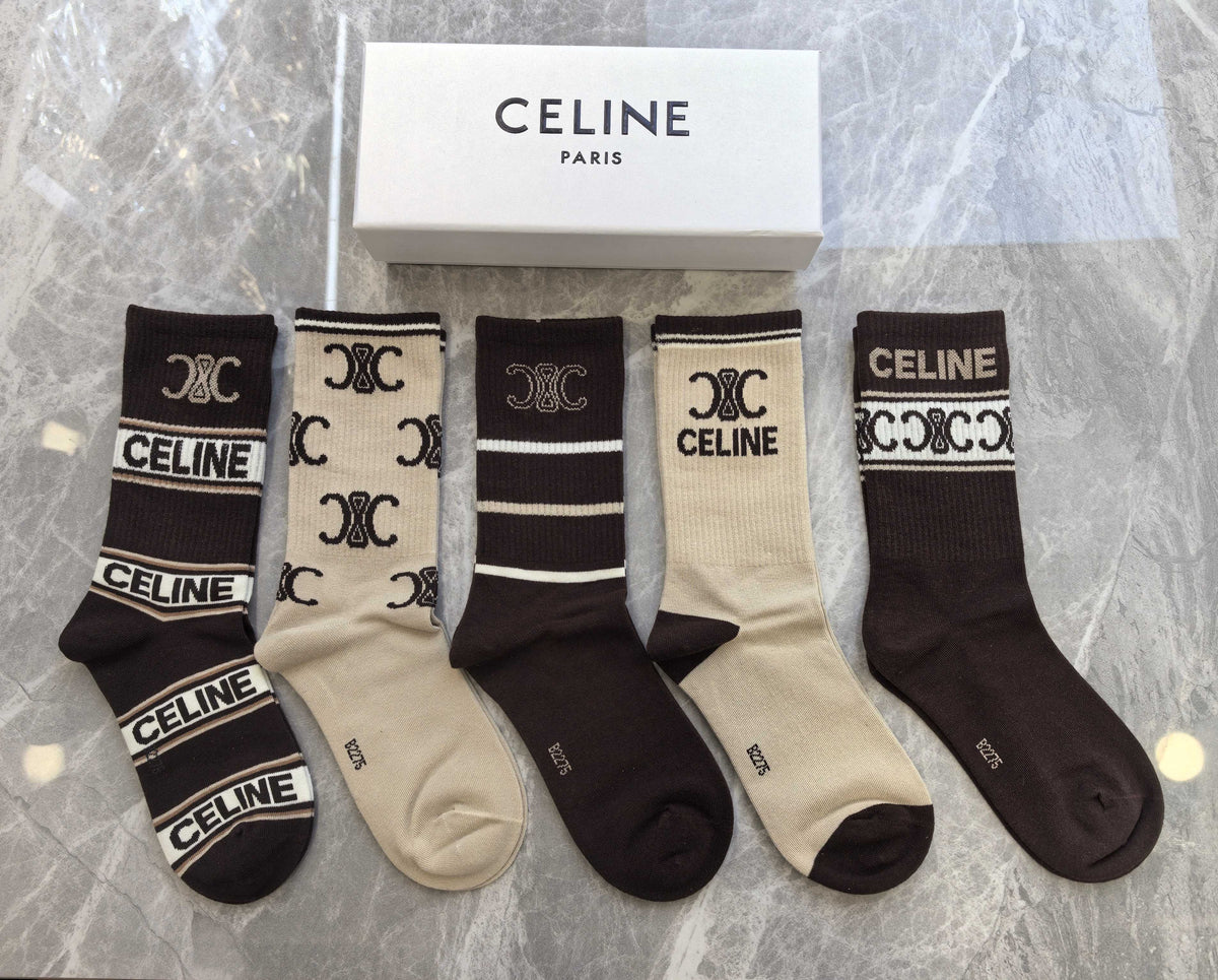 Celine Cotton Short Socks - 5-Pair Pack