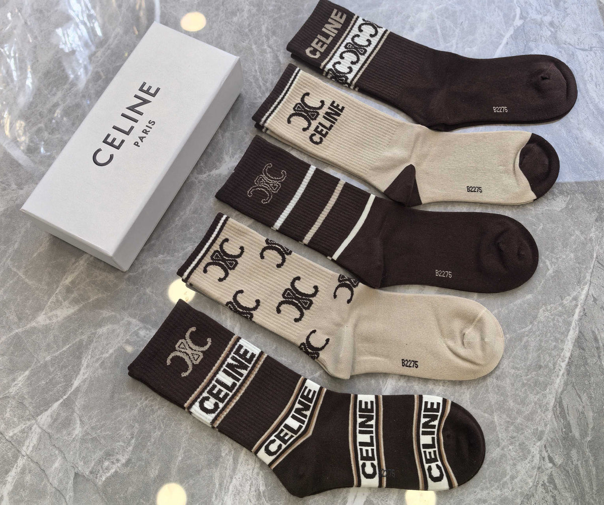 Celine Cotton Short Socks - 5-Pair Pack