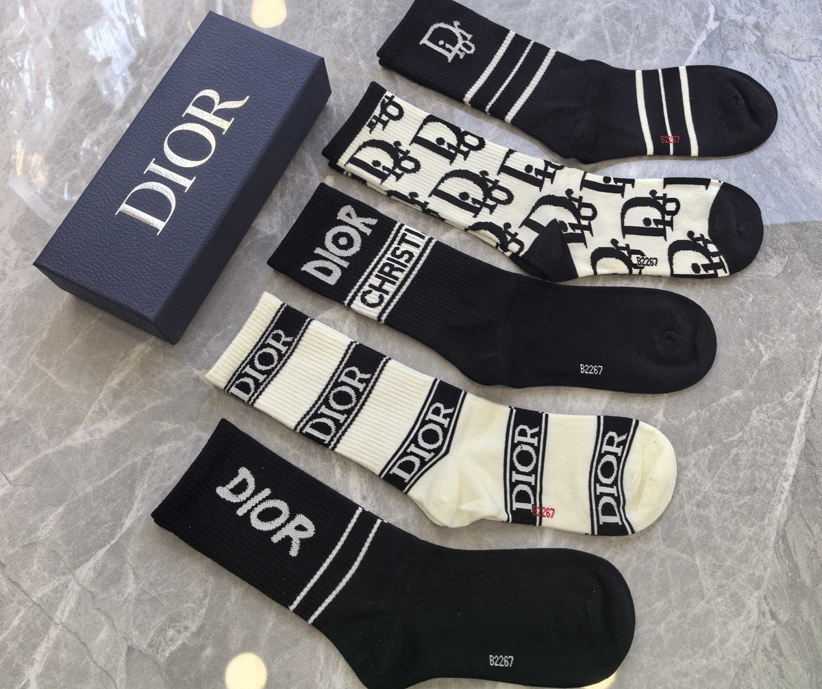 Dior Cotton Short Socks - 5-Pair Pack