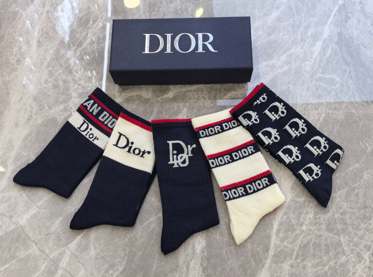 Dior Cotton Short Socks - 5-Pair Pack