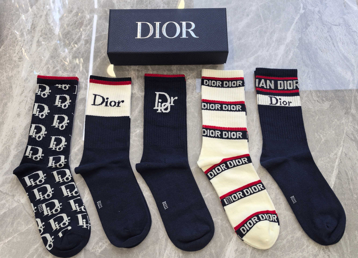 Dior Cotton Crew Socks - 5-Pair Pack