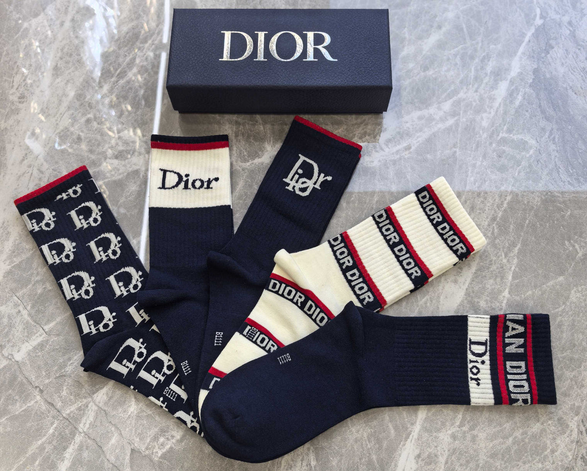 Dior Cotton Crew Socks - 5-Pair Pack