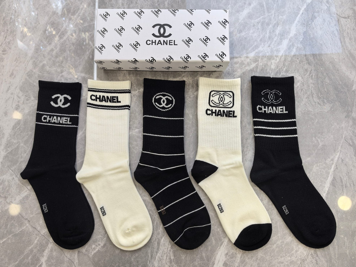 Chanel Cotton Short Socks - 5-Pair Pack