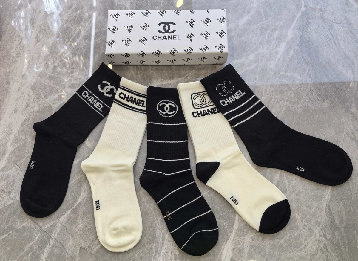 Chanel Cotton Short Socks - 5-Pair Pack