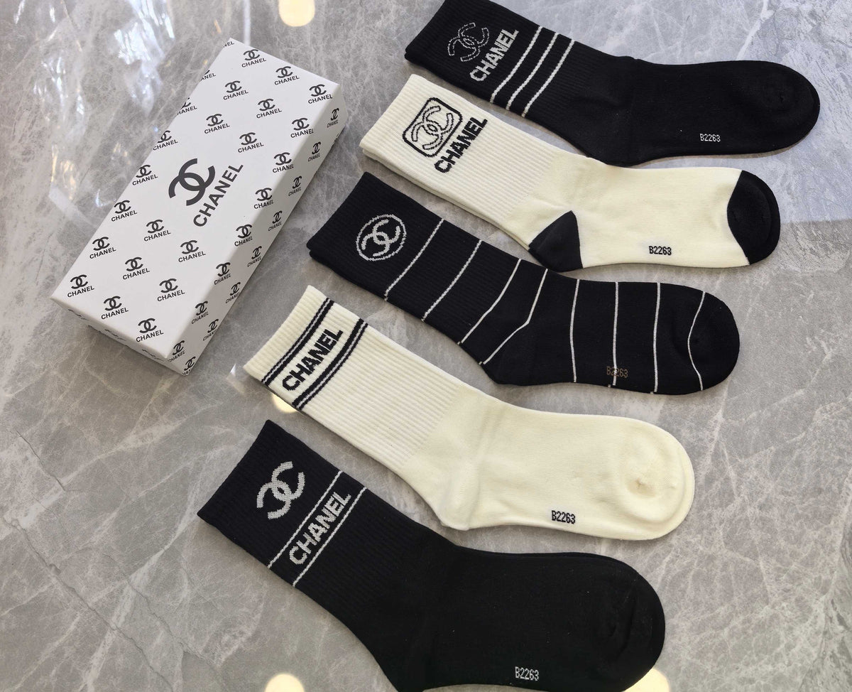 Chanel Cotton Short Socks - 5-Pair Pack