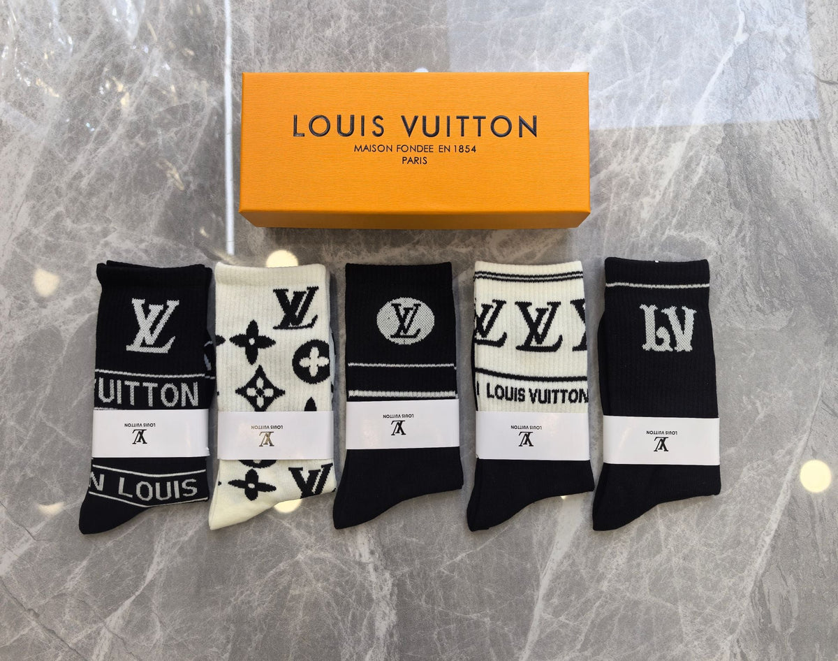 Louis Vuitton Small Initial Details Crew Socks - 5-Pair Set