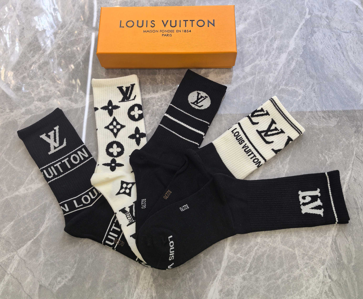 Louis Vuitton Small Initial Details Crew Socks - 5-Pair Set