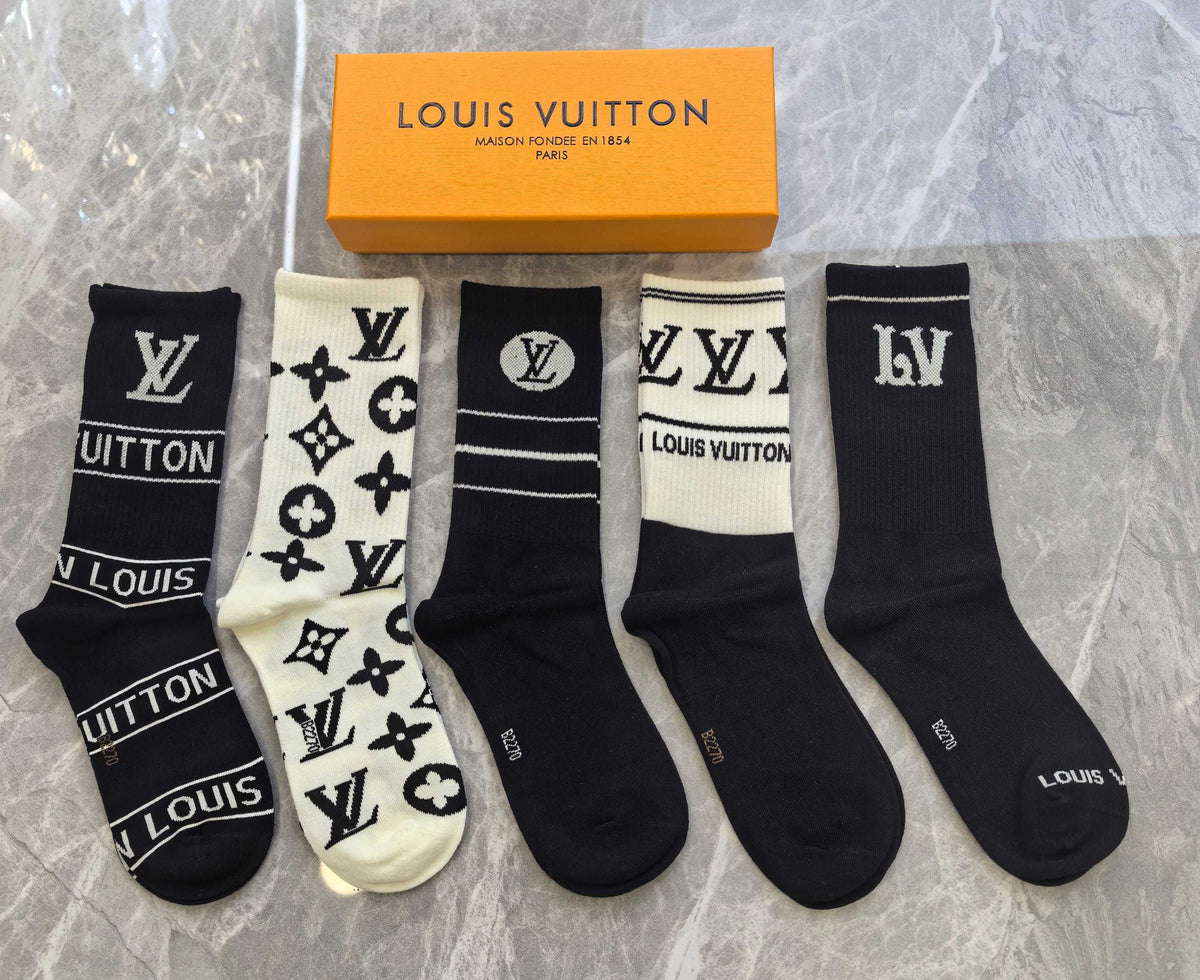 Louis Vuitton Small Initial Details Crew Socks - 5-Pair Set