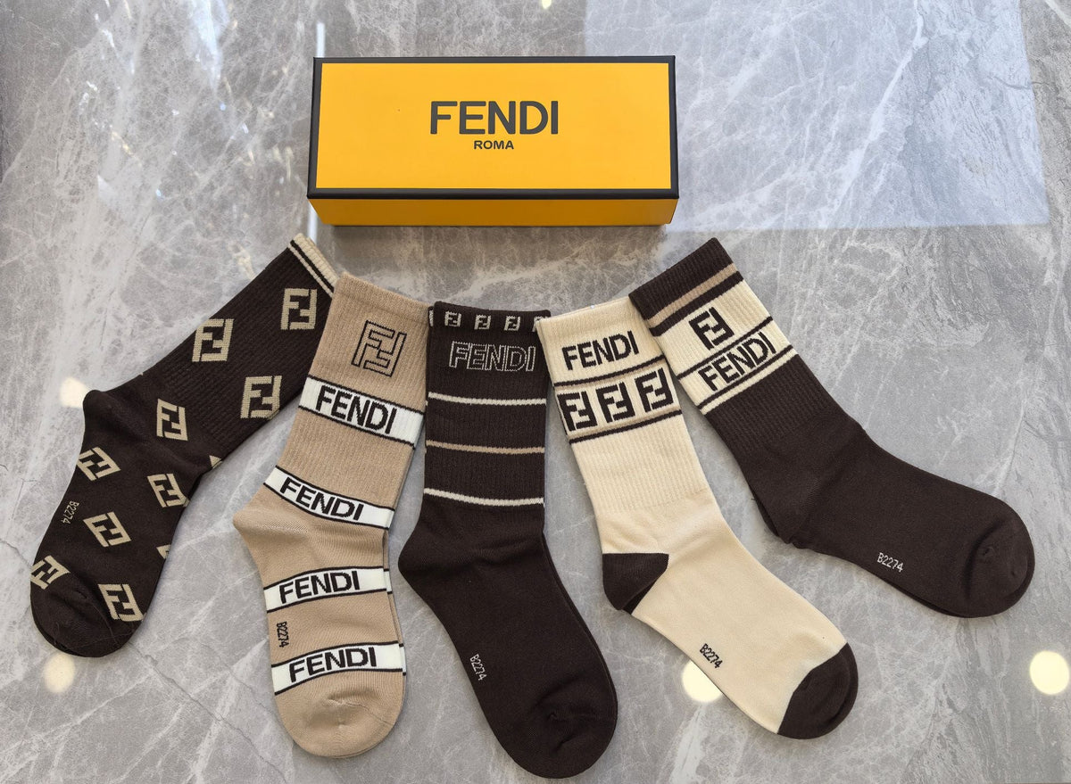 Fendi Cotton Short Socks - 5-Pair Pack