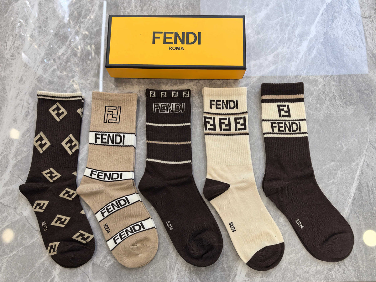 Fendi Cotton Short Socks - 5-Pair Pack