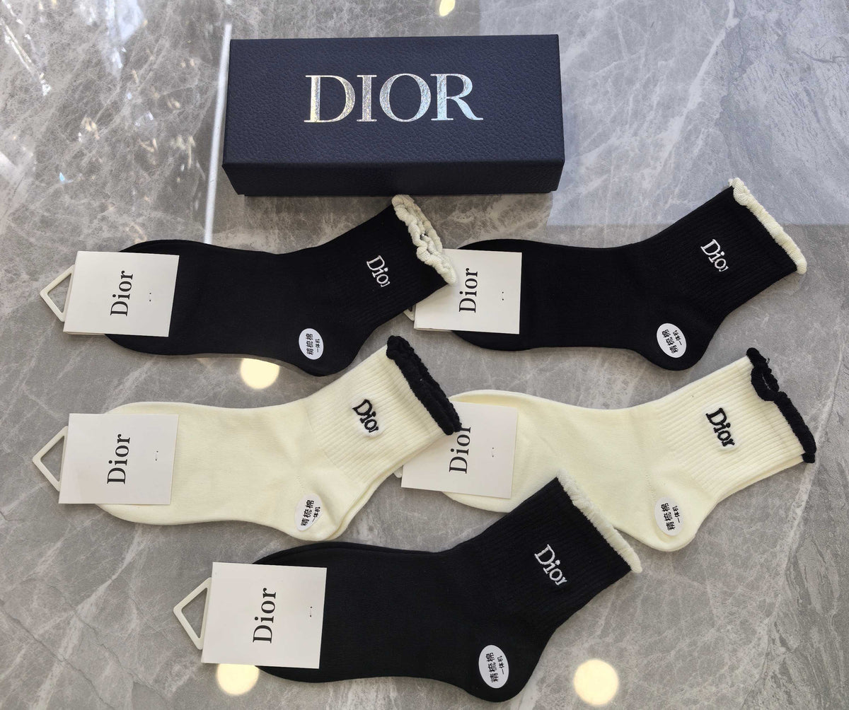 Dior Cotton Short Socks - 5-Pair Pack