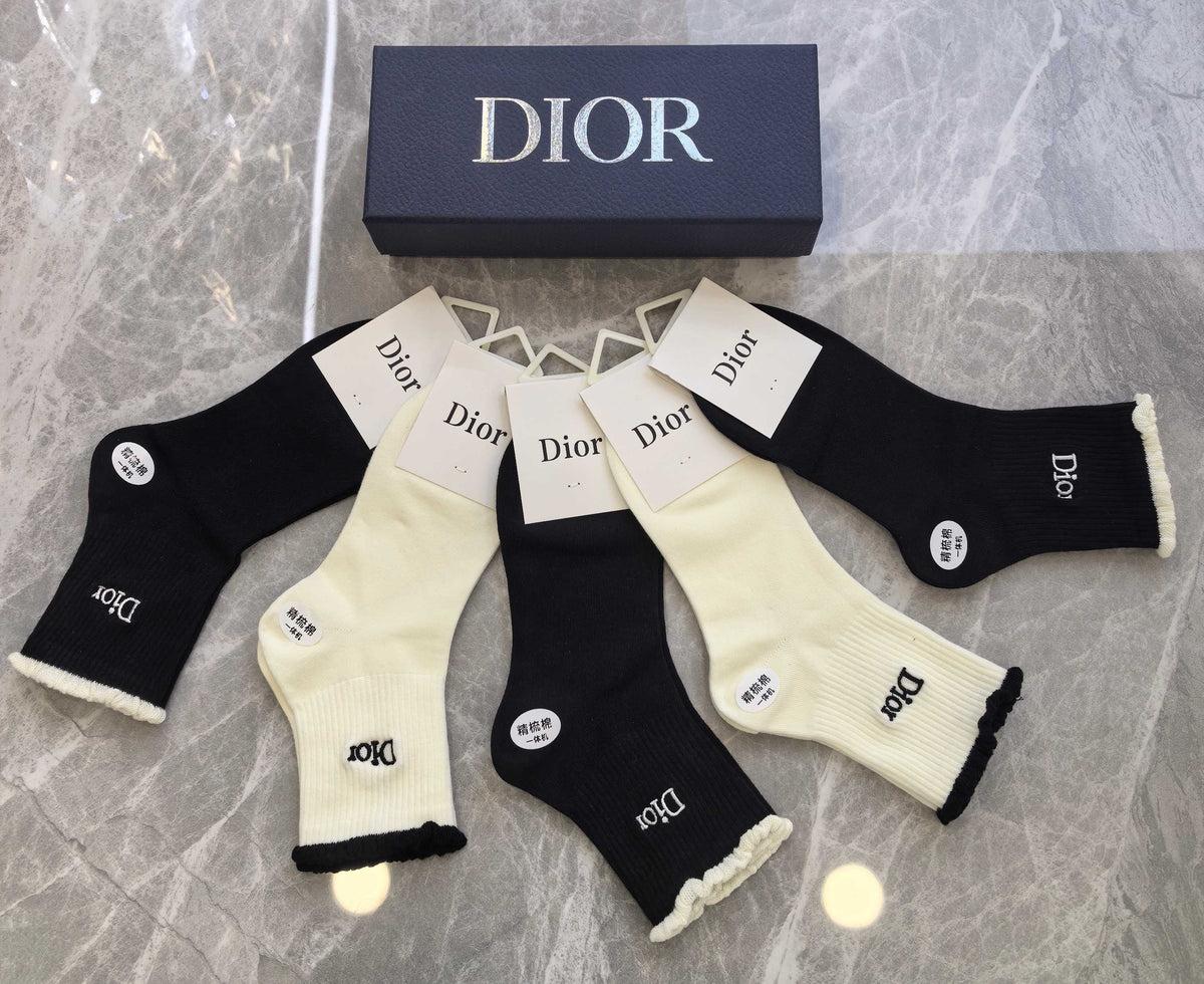 Dior Cotton Short Socks - 5-Pair Pack
