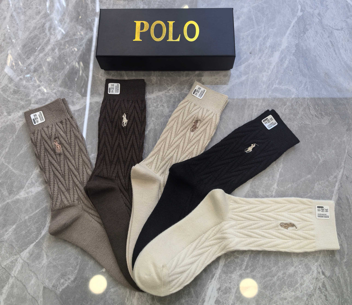 Polo Cashmere Crew Socks - 5-Pair Box