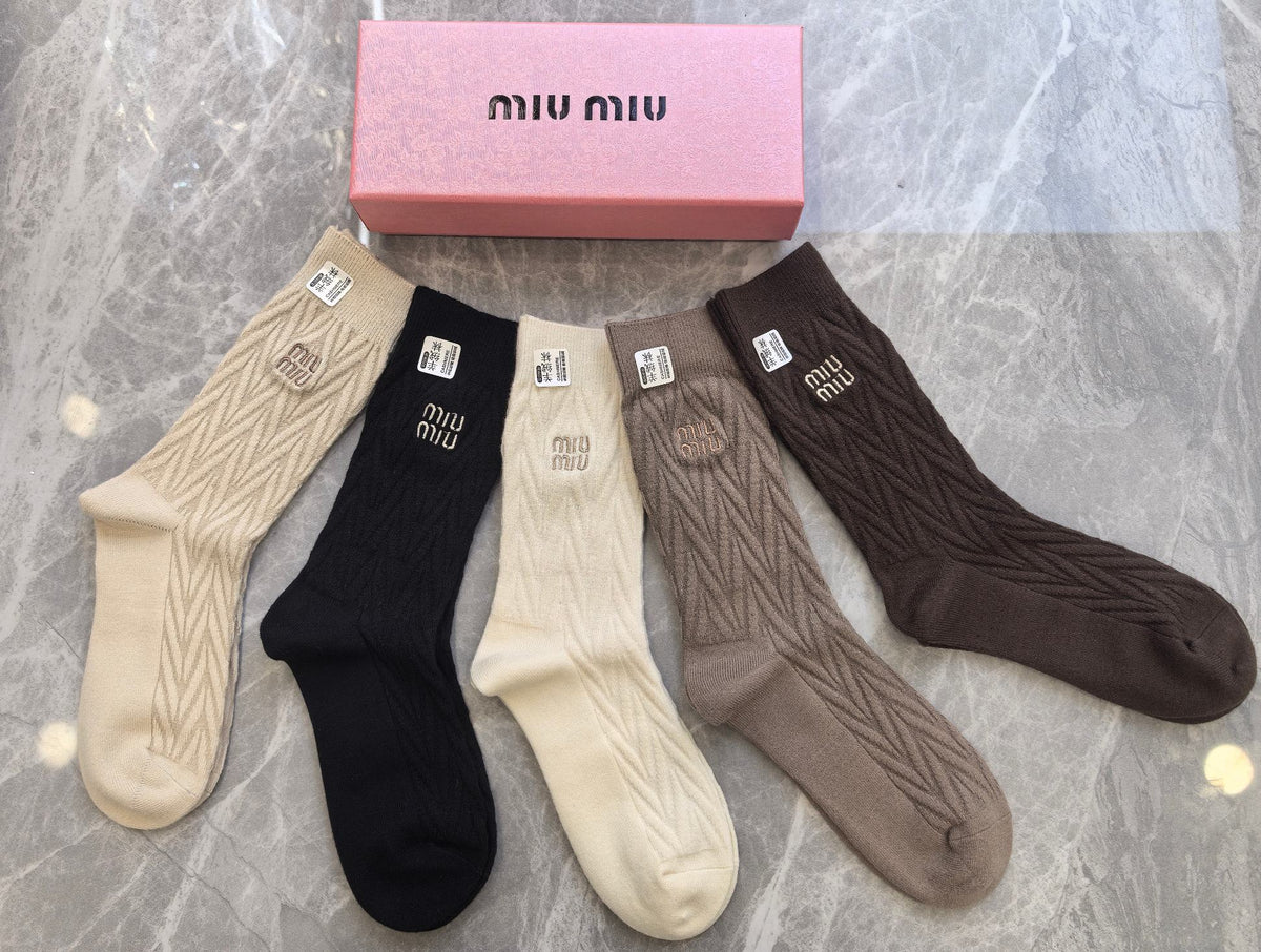 Miu Miu Cashmere Crew Socks - 5-Pair Box