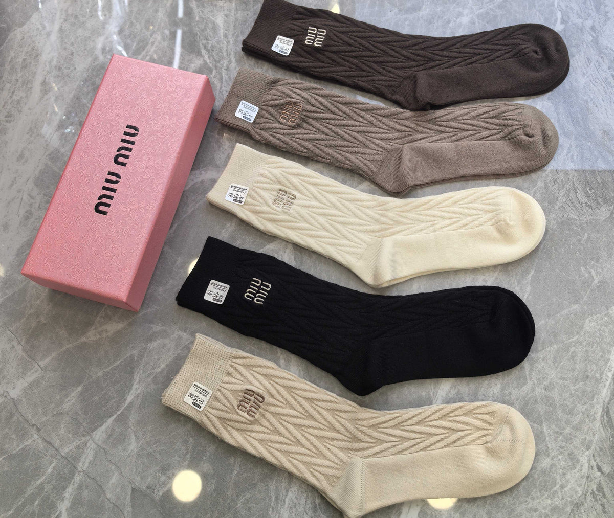 Miu Miu Restrained Wordmarks Crew Socks - 5-Pair Set