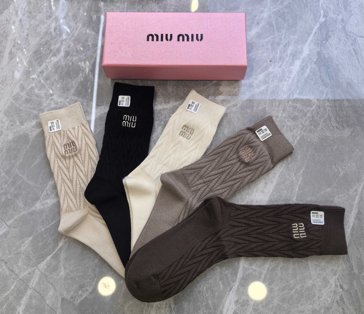 Miu Miu Cashmere Crew Socks - 5-Pair Box