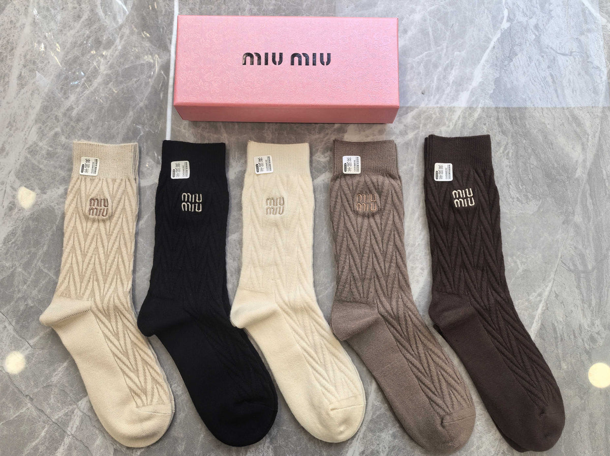 Miu Miu Cashmere Crew Socks - 5-Pair Box