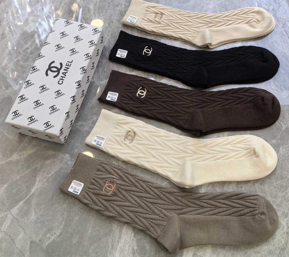 Chanel Cashmere Crew Socks - 5-Pair Box