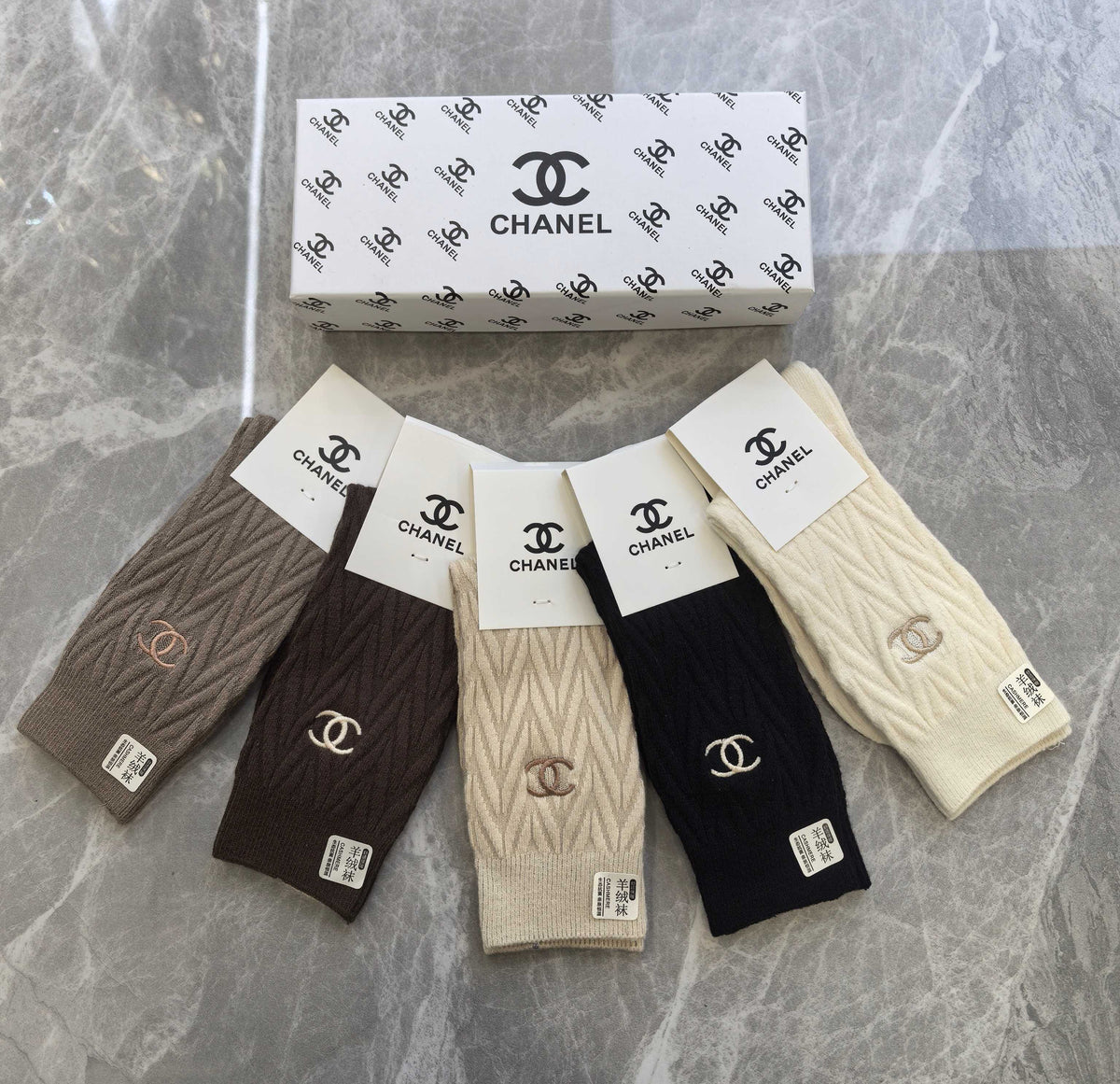 Chanel Cashmere Crew Socks - 5-Pair Box