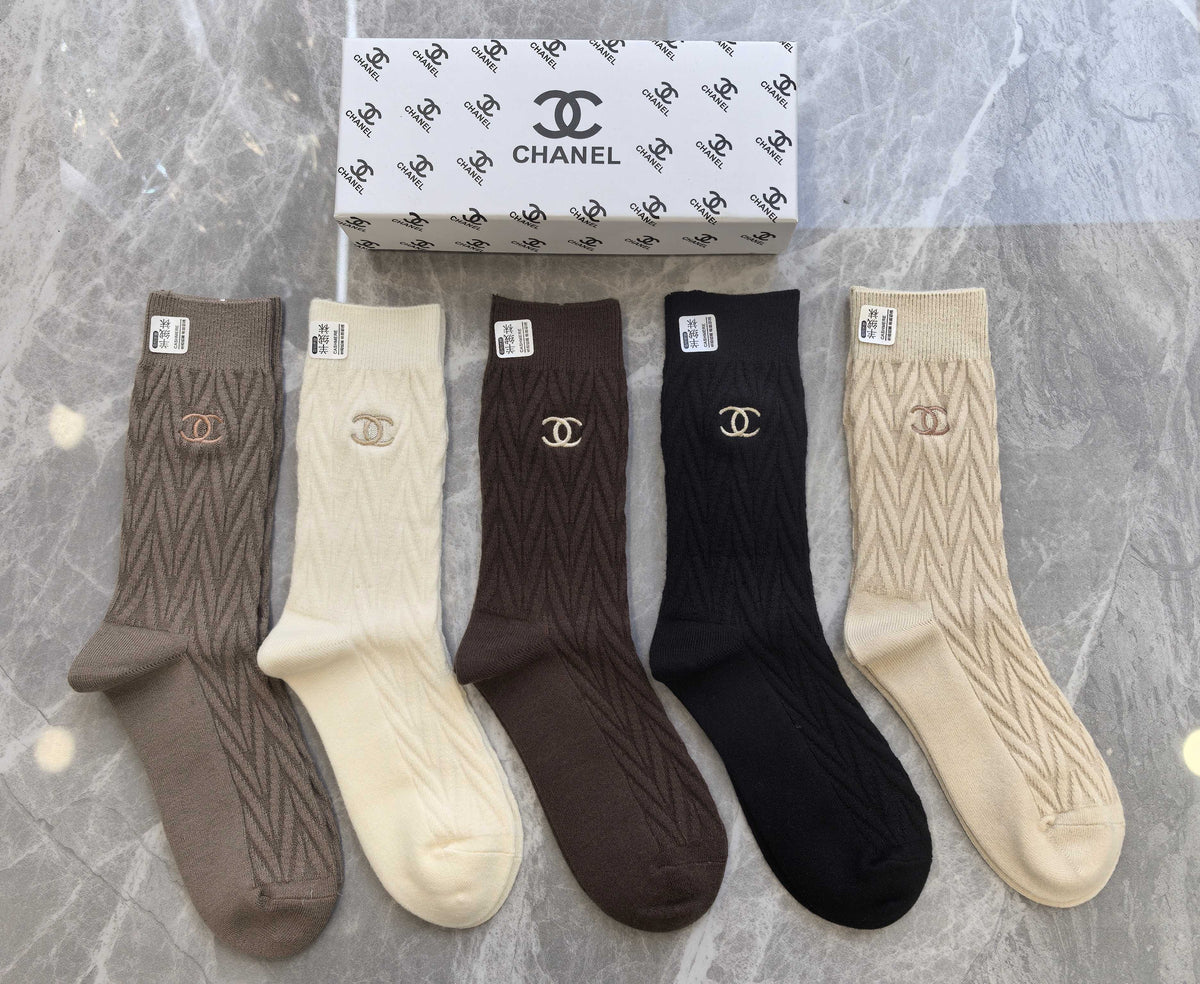 Chanel Cashmere Crew Socks - 5-Pair Box