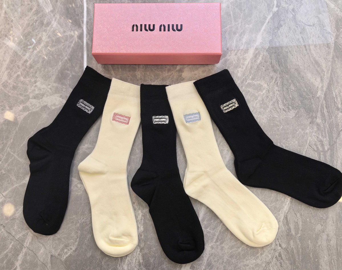 Miu Miu Cashmere Crew Socks - 5-Pair Box