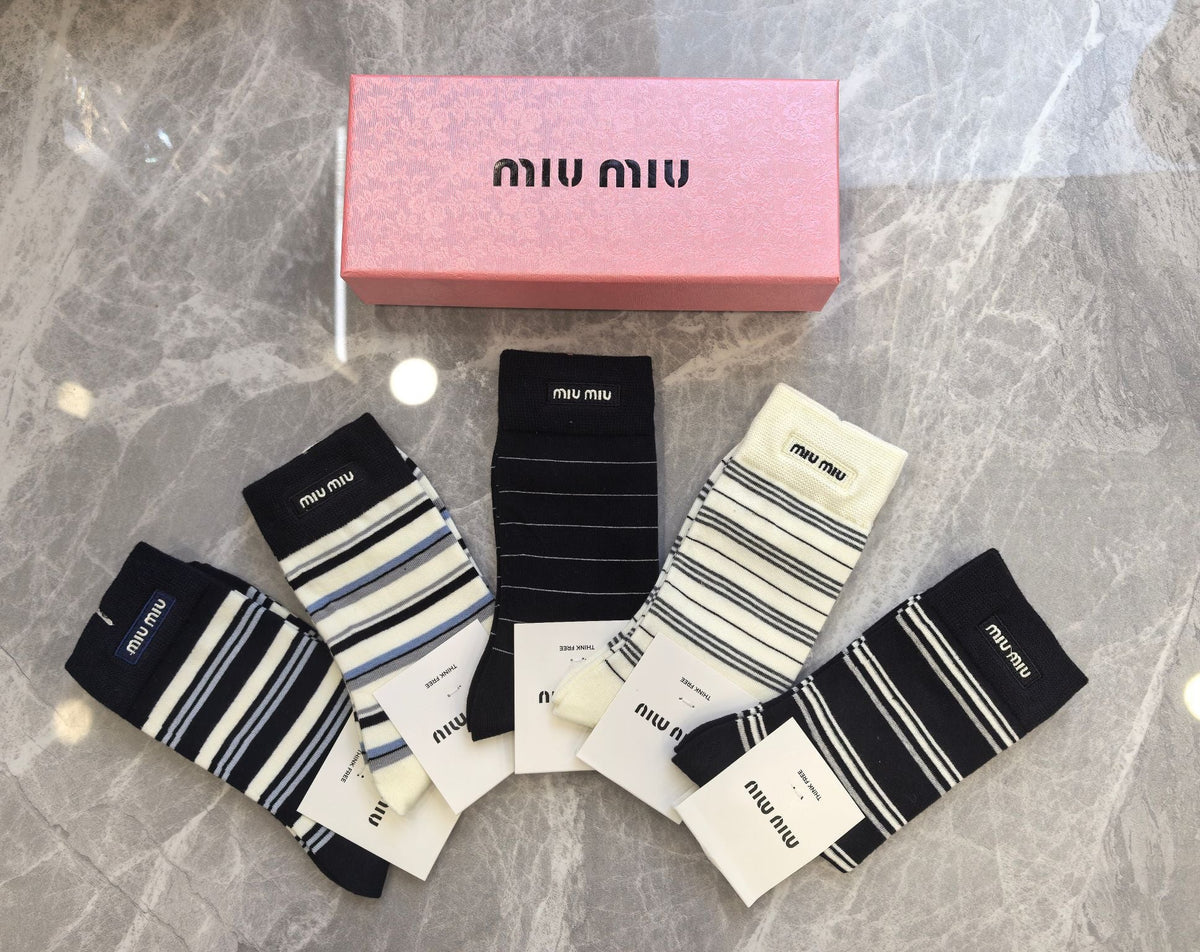 Miu Miu Cashmere Crew Socks - 5-Pair Box