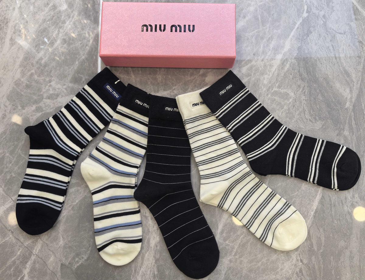 Miu Miu Cashmere Crew Socks - 5-Pair Box