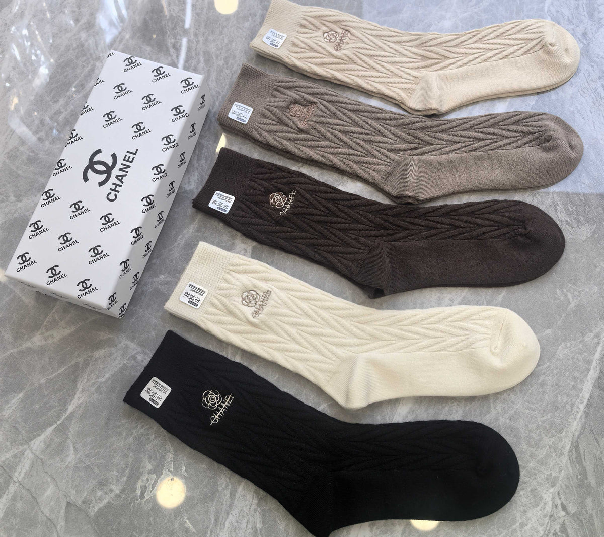 Chanel Cashmere Crew Socks - 5-Pair Box