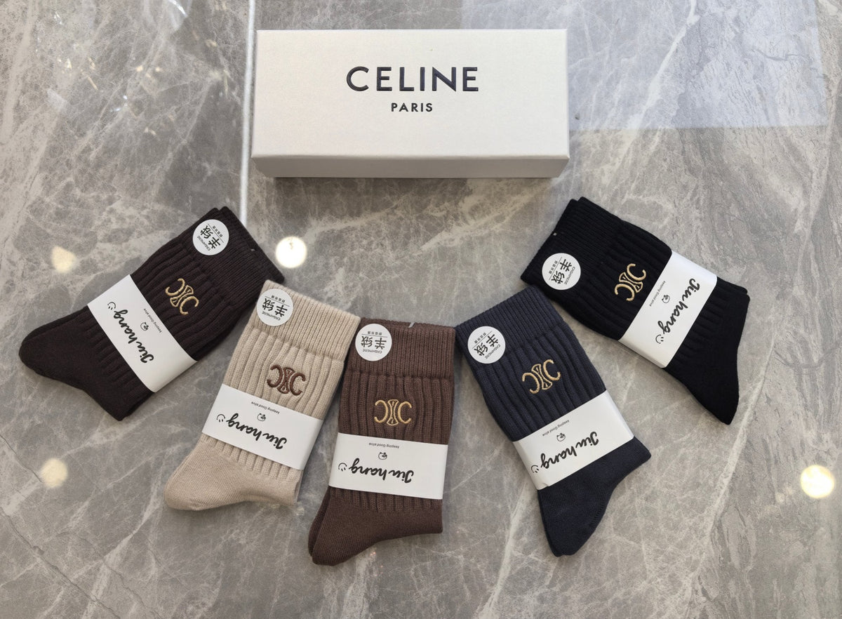 Celine Crew Socks - 5-Pair Pack