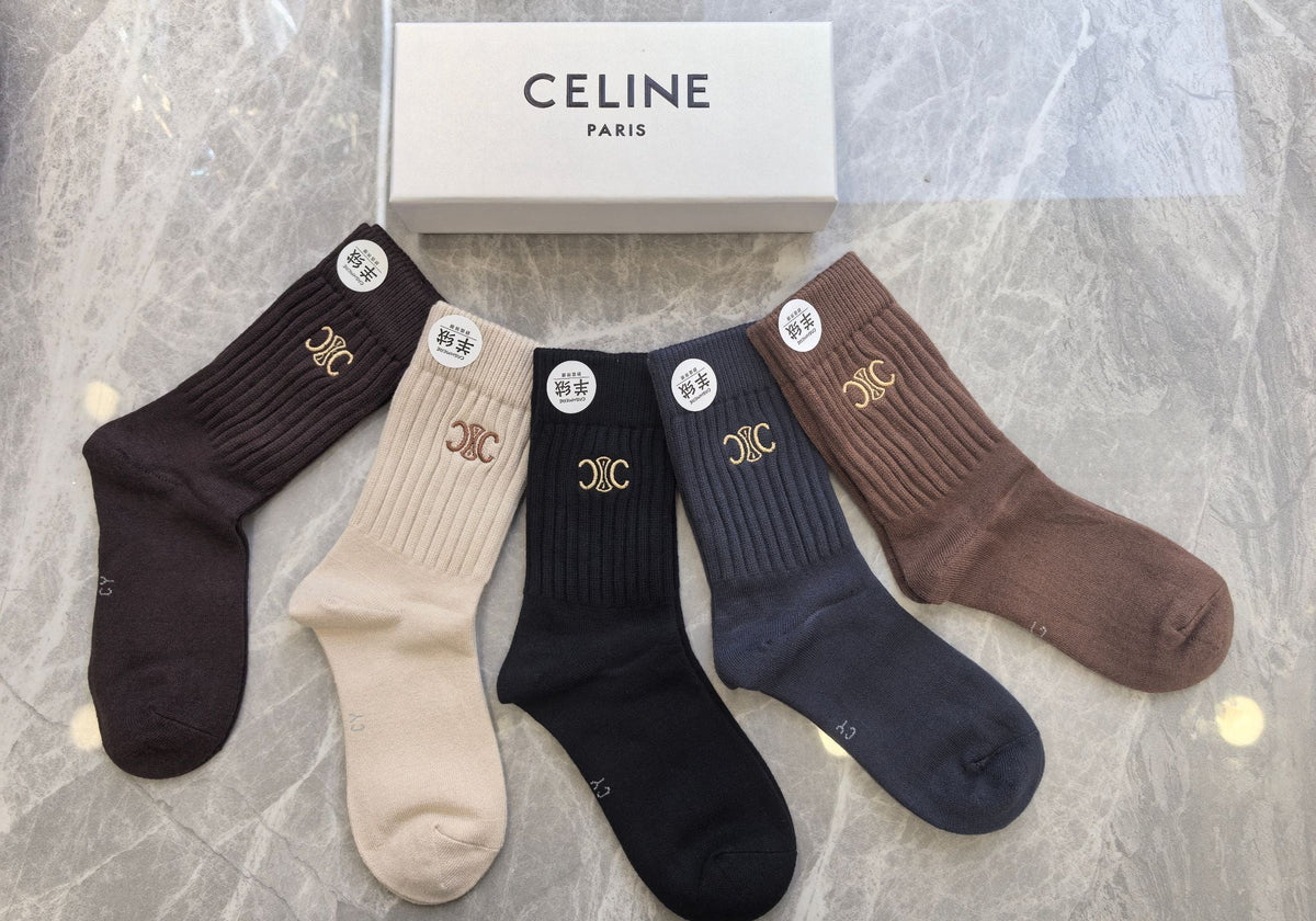 Celine Crew Socks - 5-Pair Pack
