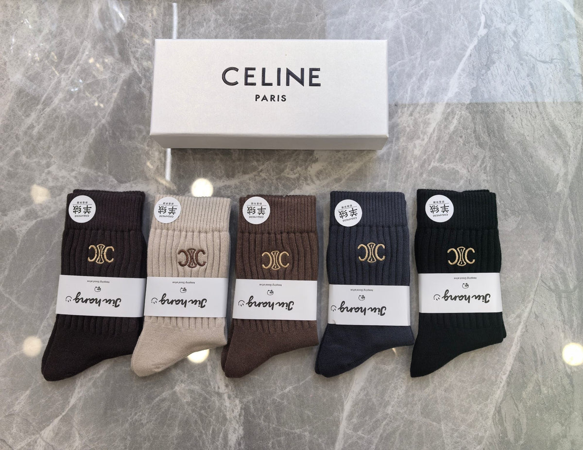 Celine Crew Socks - 5-Pair Pack