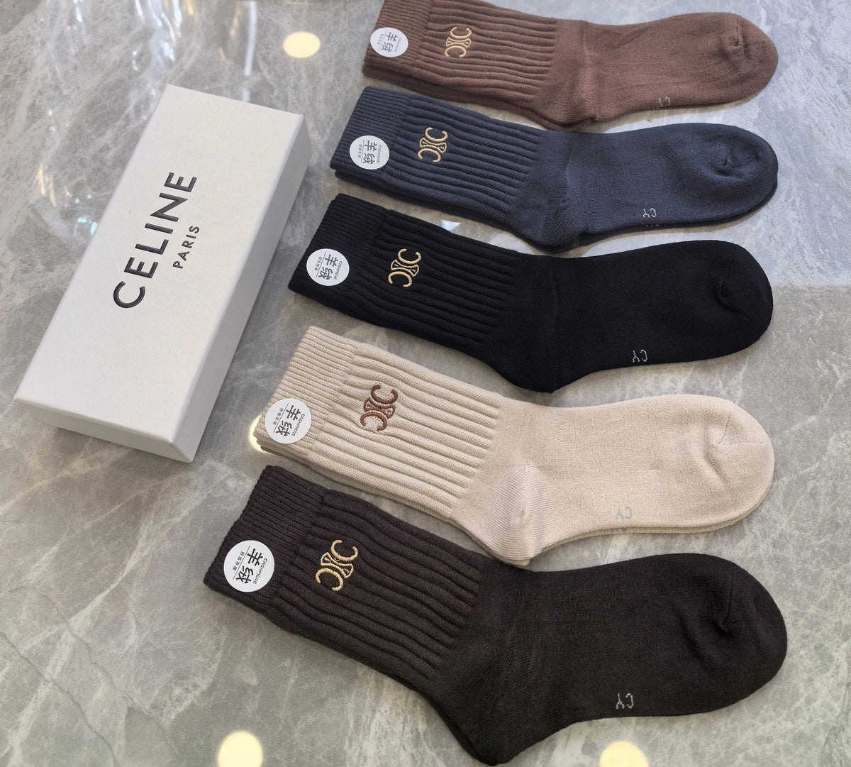 Celine Crew Socks - 5-Pair Pack