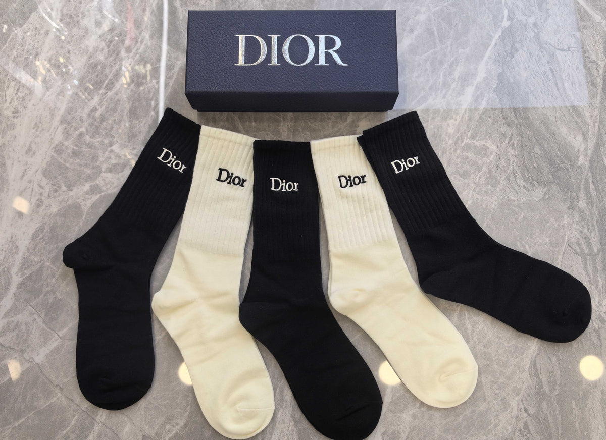 Dior Cotton Short Socks - 5-Pair Pack