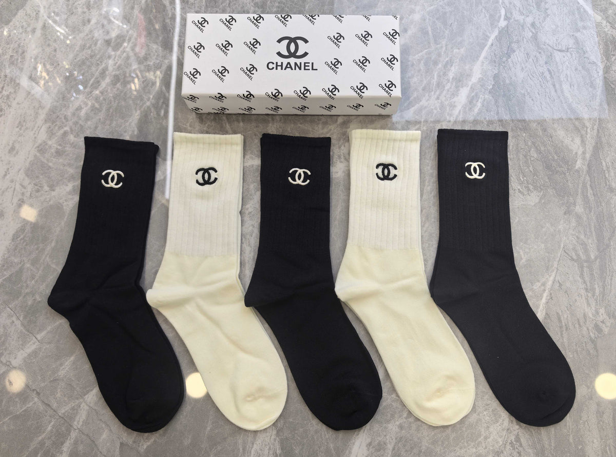Chanel Cotton Short Socks - 5-Pair Pack