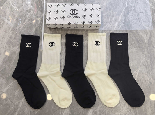 Chanel Cotton Crew Socks - 5-Pair Pack